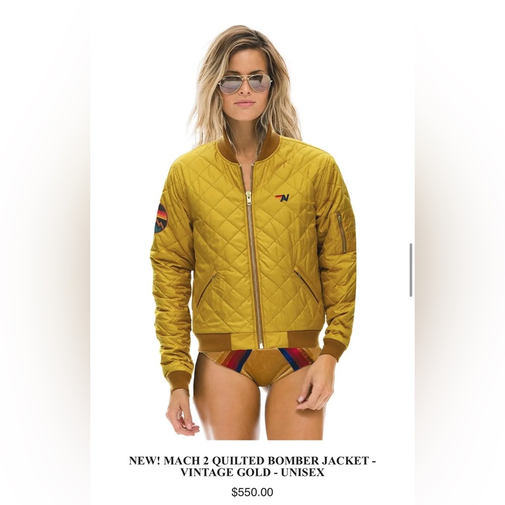 Aviator Nation vintage gold quilted jacket